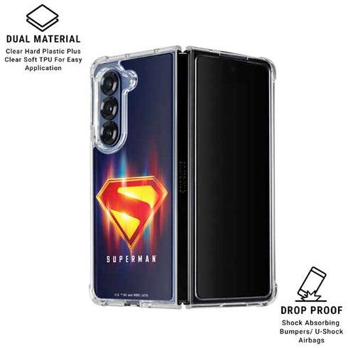 Superman 2025 Energy Shield Neon Emblem Galaxy Z Fold6 Clear Case